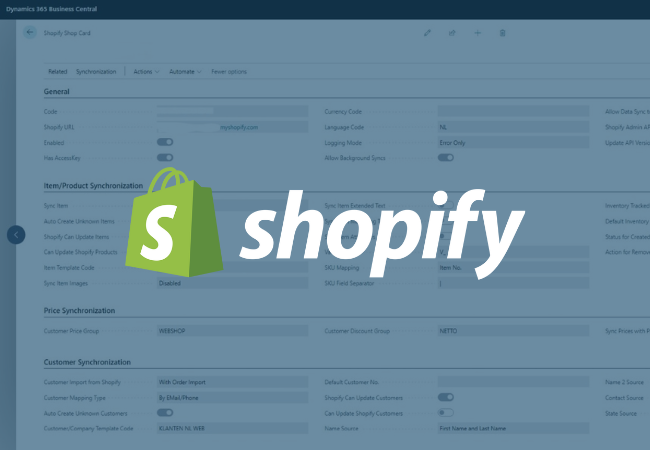 Shopify en Business Central integratie